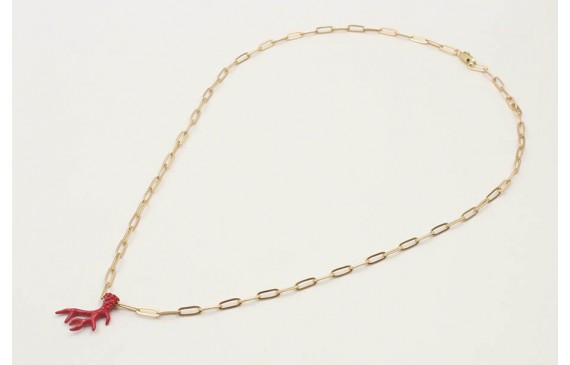 Collar cadena eslabón ovalados con colgante rama d