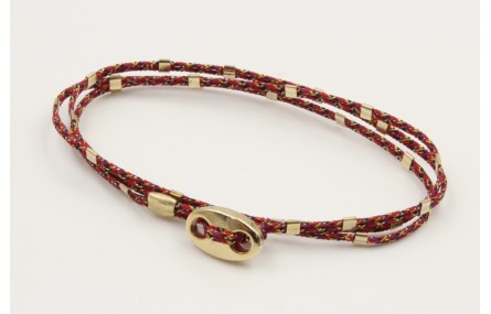 Pulseras micro driza colores rojo vivo y oro con t