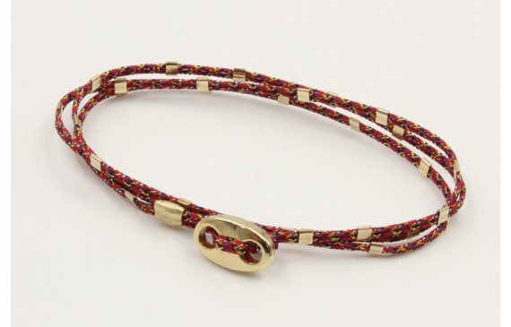 Pulseras micro driza colores rojo vivo y oro con t