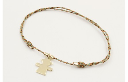 Pulsera microdriza naranja,azul,marrón nudo corred