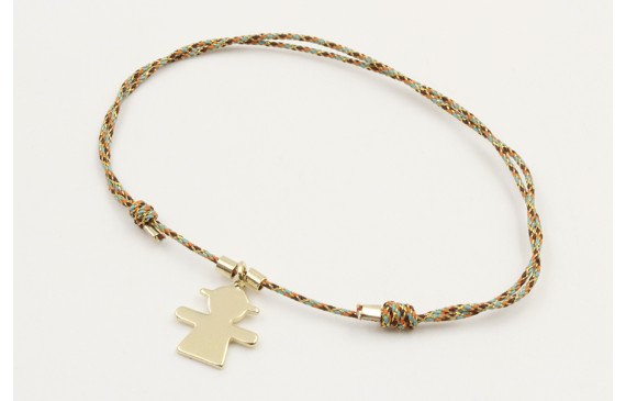 Pulsera microdriza naranja,azul,marrón nudo corred