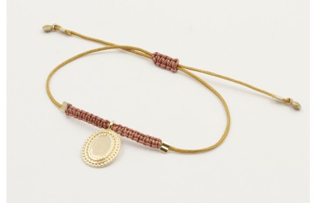 Pulsera hilo macrame marrón claro con nudo macrame