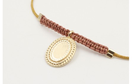 Pulsera hilo macrame marrón claro con nudo macrame
