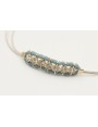 Pulsera hilo macrame plateado con brillos cristal 