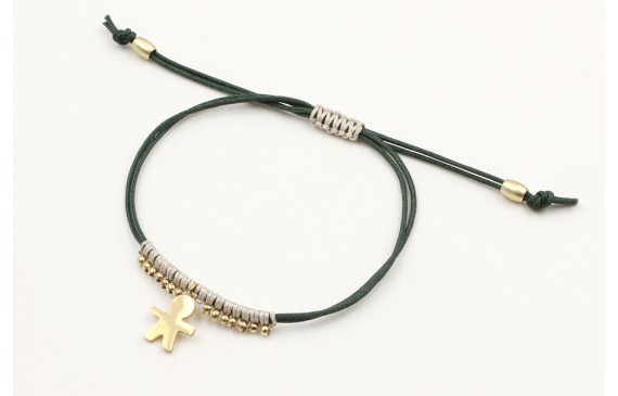 Pulsera hilo macarme verde con nudo macrame platea