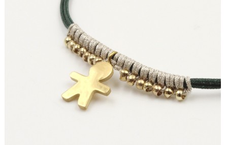 Pulsera hilo macarme verde con nudo macrame platea