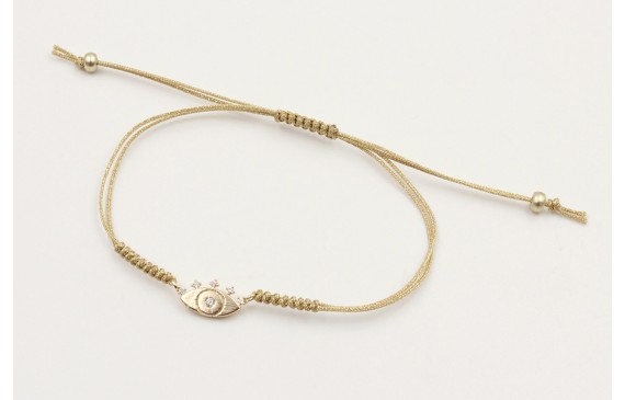 Pulsera macrame microdriza dorado con ojo turco do