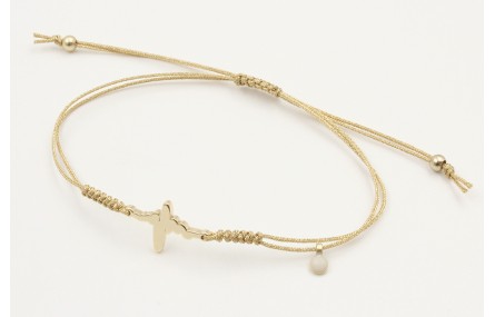 Pulsera macrame microdriza dorado con latido del c