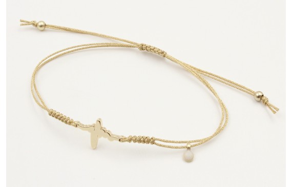 Pulsera macrame microdriza dorado con latido del c
