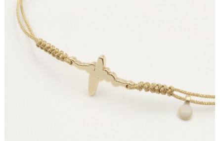 Pulsera macrame microdriza dorado con latido del c