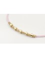 Pulsera hilo macrame lila y nudo microdriza dorado