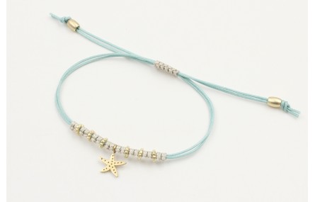 Pulsera hilo macrame menta con nudo macrame microd