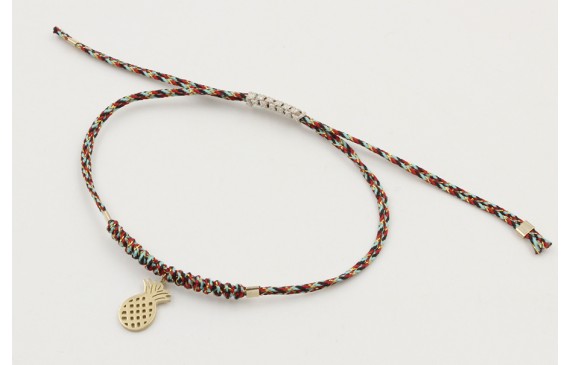 Pulsera hilo macrame azul,rojo y oro con nudo macr