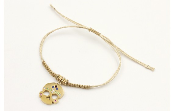 Pulsera hilo macarme oro palido con nudo macrame d