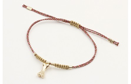 Pulsera hilo microdriza granate y oro con nudo mac