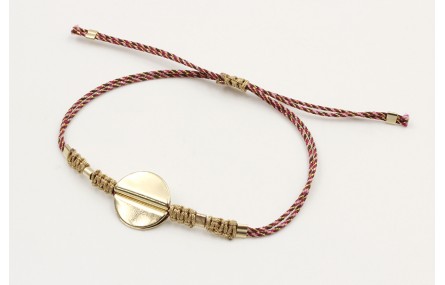 Pulsera hilo microdriza granate y oro con nudo mac