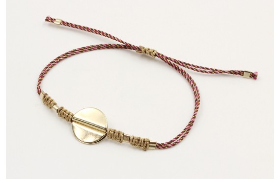 Pulsera hilo microdriza granate y oro con nudo mac