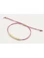 Pulsera hilo macrame malva con nudo dorado y pieza