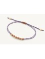 Pulsera macrame morado con nudo color oro rosa y r