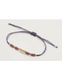 Pulsera macrame morado con nudo color oro rosa y p