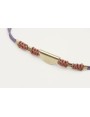 Pulsera macrame morado con nudo color oro rosa y p