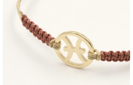 Pulsera hilo macrame oro palido con nudo oro rosa 