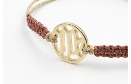 Pulsera hilo macrame oro palido con nudo oro rosa 