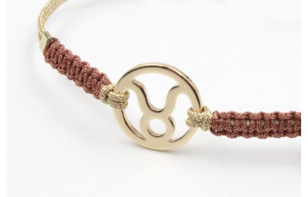 Pulsera hilo macrame oro palido con nudo oro rosa 