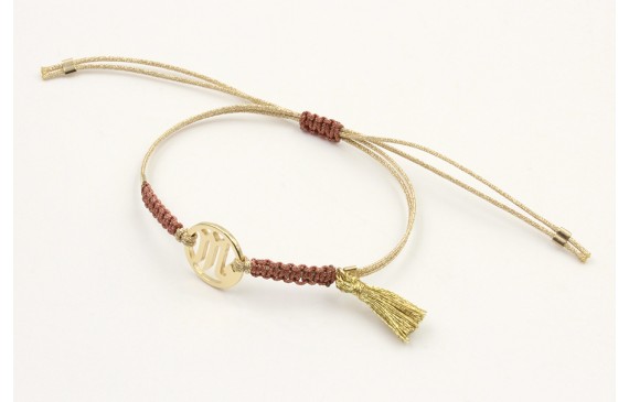 Pulsera hilo macrame oro palido con nudo oro rosa 