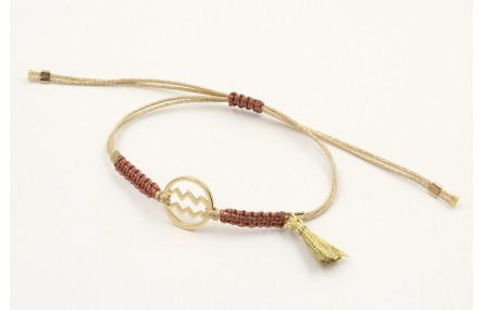 Pulsera hilo macrame oro palido con nudo oro rosa 
