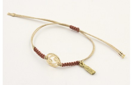 Pulsera hilo macrame oro palido con nudo oro rosa 