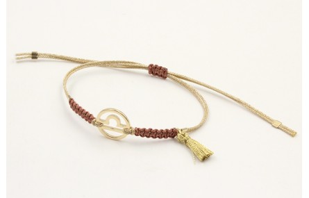 Pulsera hilo macrame oro palido con nudo oro rosa 