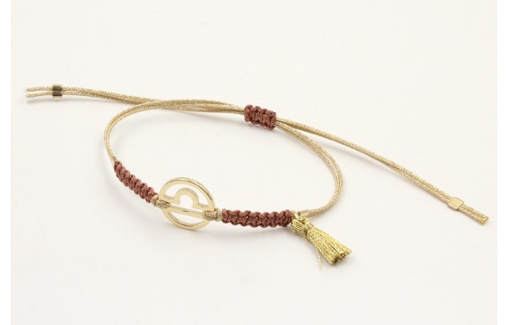 Pulsera hilo macrame oro palido con nudo oro rosa 