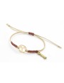 Pulsera hilo macrame oro palido con nudo oro rosa 