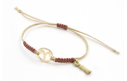Pulsera hilo macrame oro palido con nudo oro rosa 