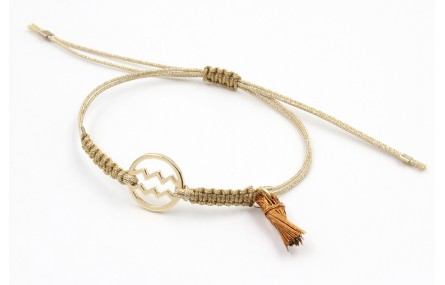 Pulsera hilo macrame oro palido con nudo dorado di
