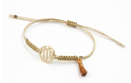 Pulsera hilo macrame oro palido con nudo dorado di