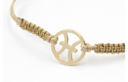 Pulsera hilo macrame oro palido con nudo dorado di