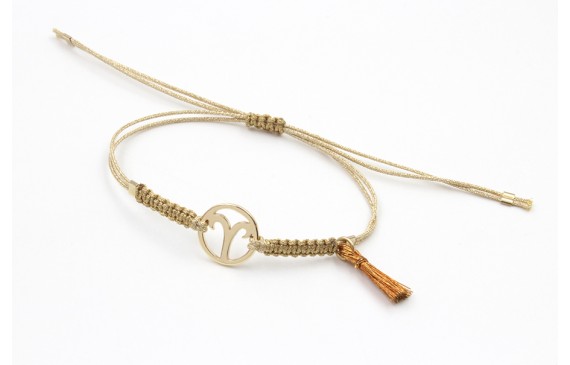 Pulsera hilo macrame oro palido con nudo dorado di