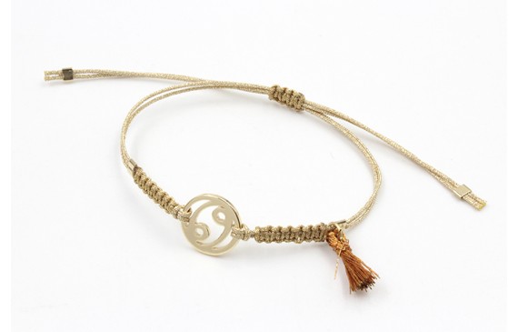 Pulsera hilo macrame oro palido con nudo dorado di