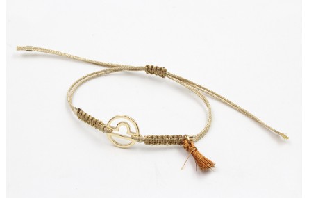 Pulsera hilo macrame oro palido con nudo dorado di