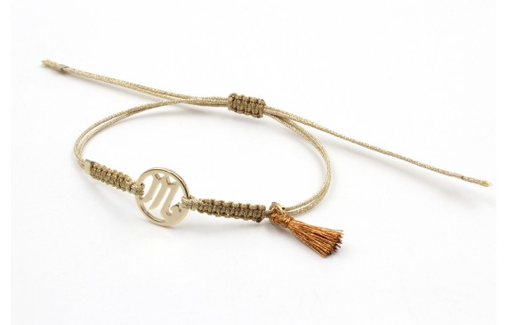 Pulsera hilo macrame oro palido con nudo dorado di