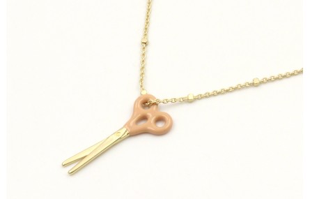 Collar cadena eslabón y micro bola oro mate con co