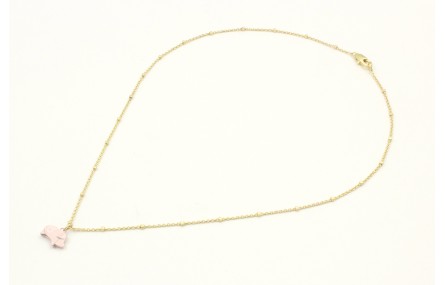 Collar cadena eslabón y micro bola oro mate con co