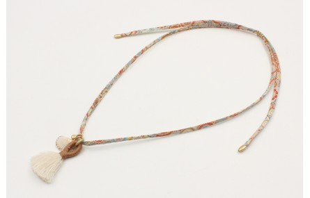 Collar lazo liberty naranja y turquesa con colgant