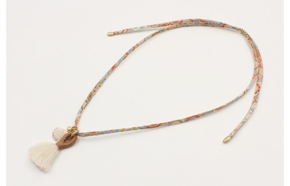 Collar lazo liberty naranja y turquesa con colgant