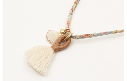 Collar lazo liberty naranja y turquesa con colgant