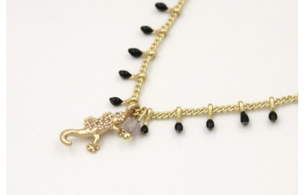 Collar de cadena pivotes negros con colgante lagar