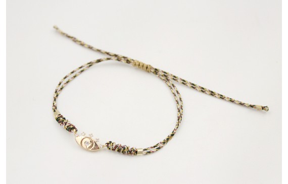 Pulsera hilo micro driza marrón,rosa,oro con ojo t