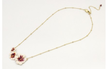 Collar cadena de eslabón y micro bola oro mate con